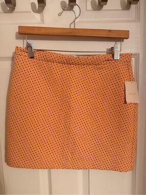 Zara Orange Tan Mini Skirt with Black Polka Dots